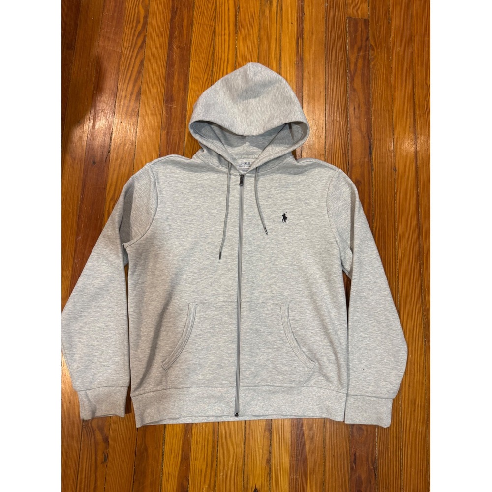 Polo Ralph Lauren Mens Full Zip Hoodie Heather Grey Fleece Pony Logo Large